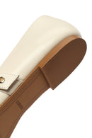 Woman Cream Buckled Leather Ballerine Shoes | Derimod