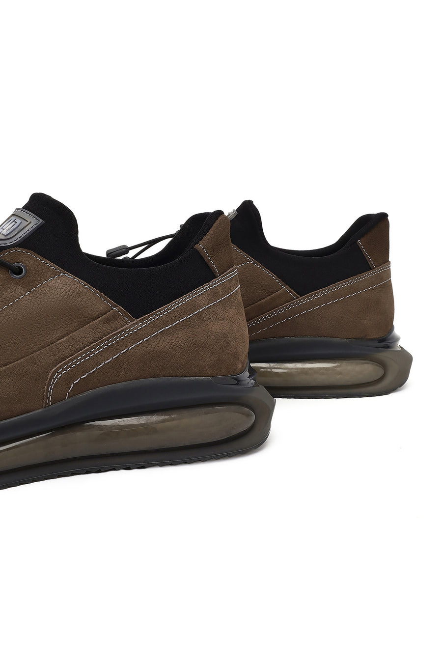 Men's Mink Lace-Up Thick-Soled Nubuck Leather Sneaker