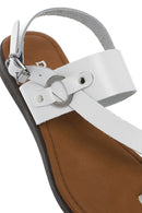 Women's White Flip-Flop Leather Bodrum Sandals | Derimod