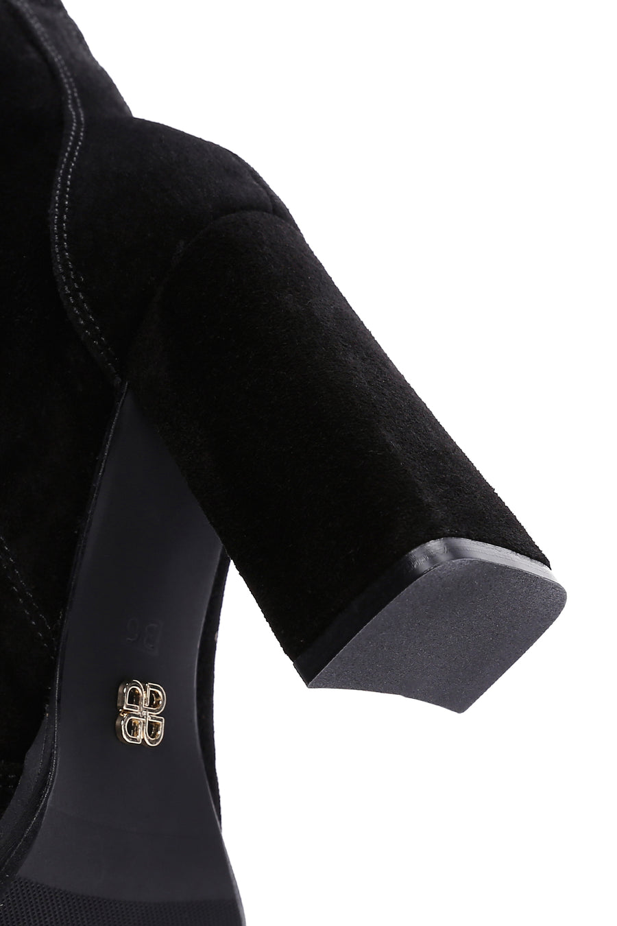 Women's Black Suede Leather Heeled Boots