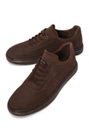 Erkek Kahverengi Bağcıklı Nubuk Deri Casual Sneaker | Derimod