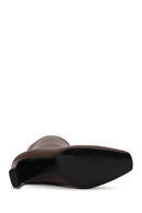 Woman Brown Zip Closure Heeled Boots | Derimod
