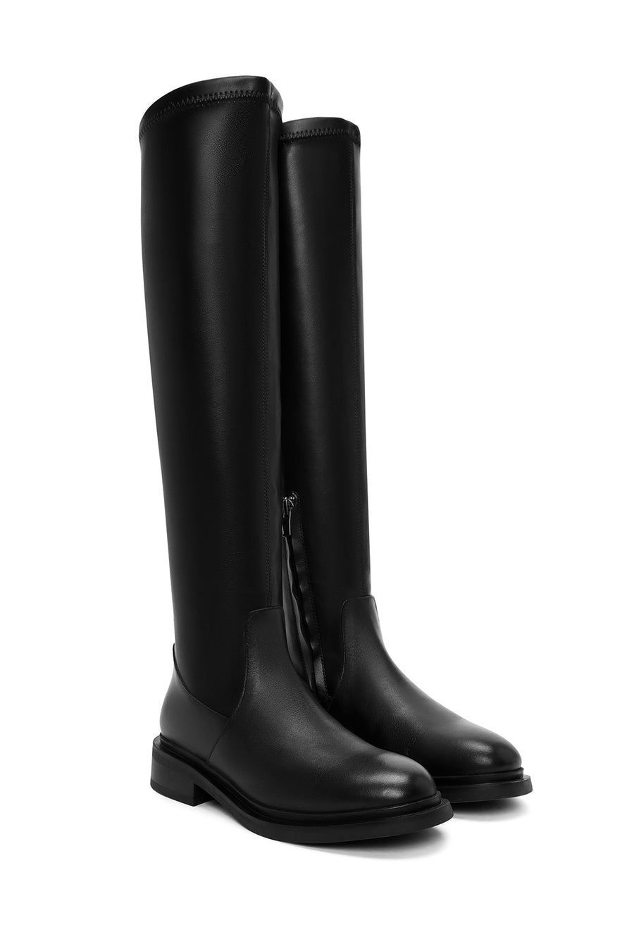 Women's Black Zippered Leather Boots