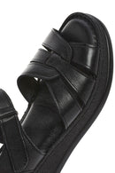 Women's Black Ankle Strap Chunky Sole Leather Comfort Sandals | Derimod