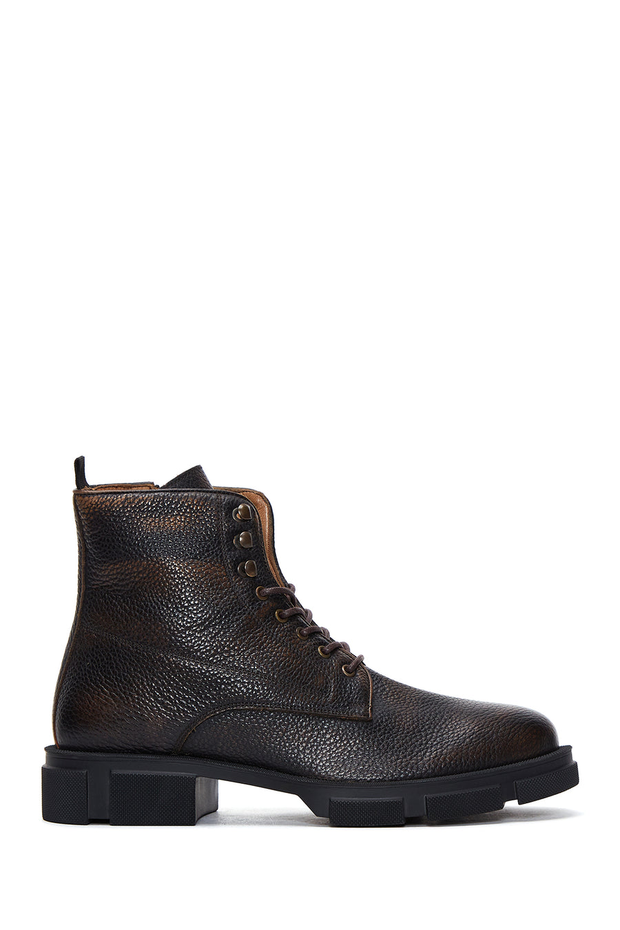 Men's Brown Leather Zippered Boots 22WFD6102FT | Derimod