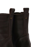 Woman Brown Zip Closure Thick-Soled Leather Combat Boots | Derimod
