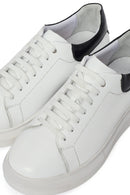 Women's White Lace-up Thick-Sole Leather Sneaker | Derimod