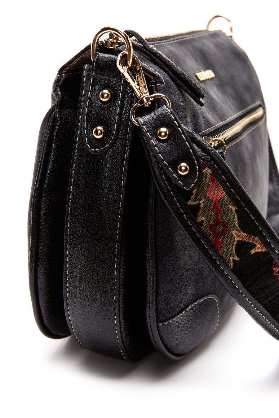 Women's Black Strap Shoulder Bag