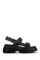 Camper Women's Black Bcn Thick Soled Leather Sandals | Derimod