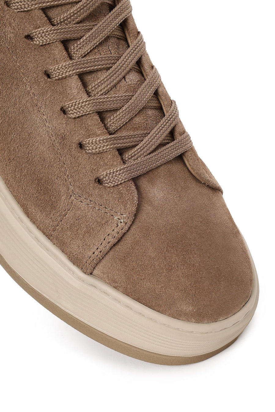 Erkek Vizon Bağcıklı Kalın Tabanlı Süet Deri Sneaker