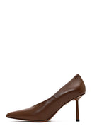 Women's Brown Thin Heeled Leather Stiletto | Derimod