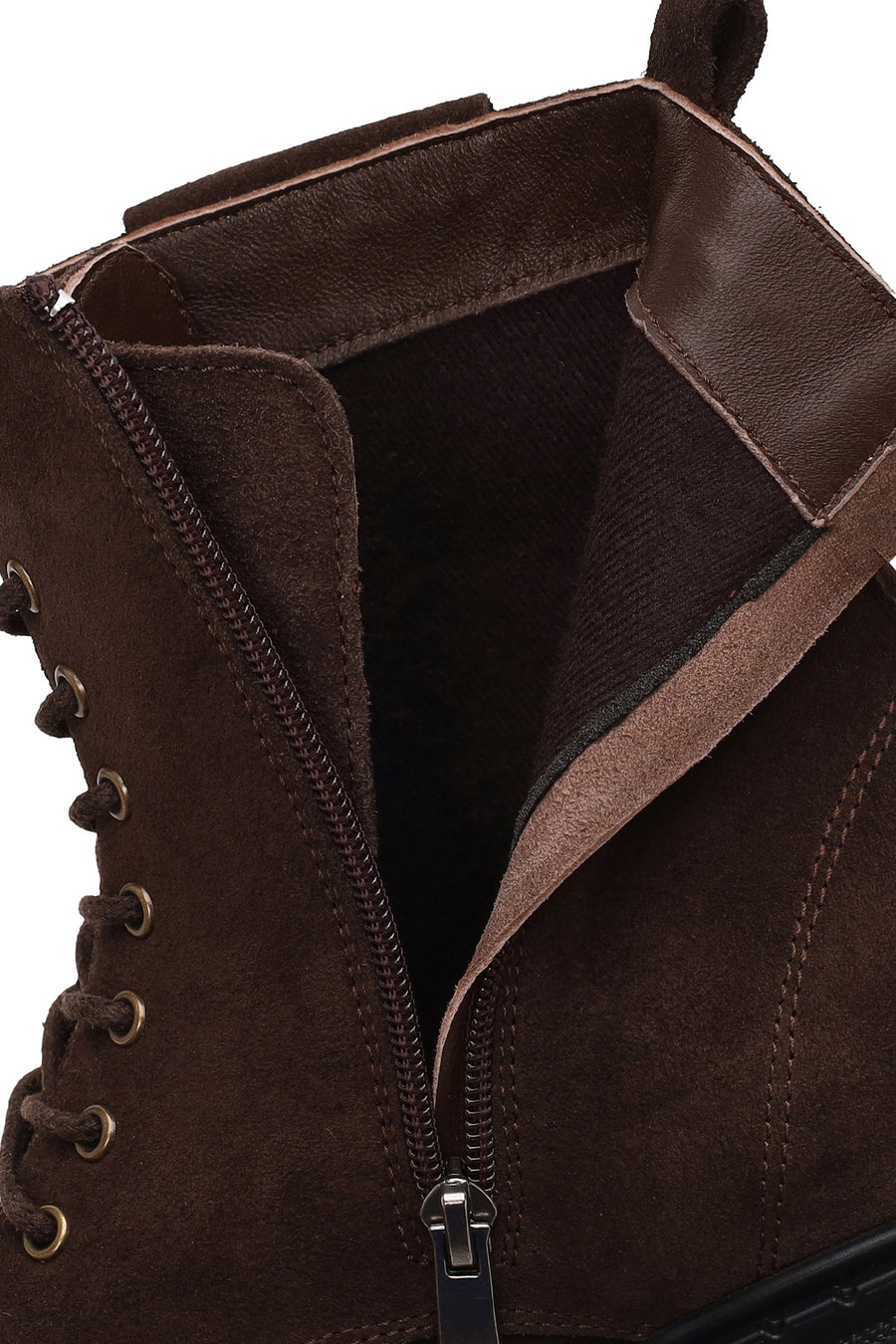 Male Brown Zip Closure Thick-Soled Suede Combat Boots