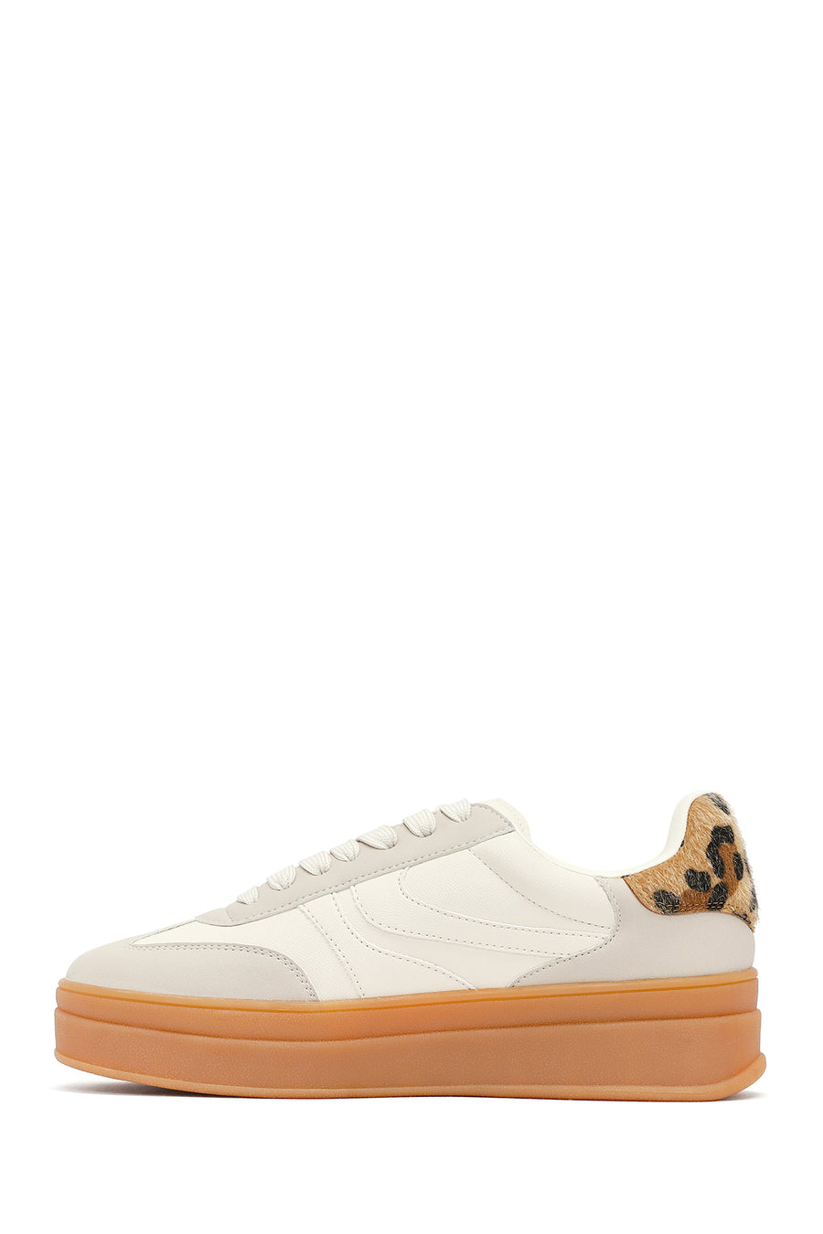 Women's Beige Lace-Up Thick-Soled Sneaker