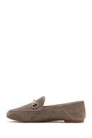 Women's Mink Buckled Suede Leather Masculine Loafer | Derimod