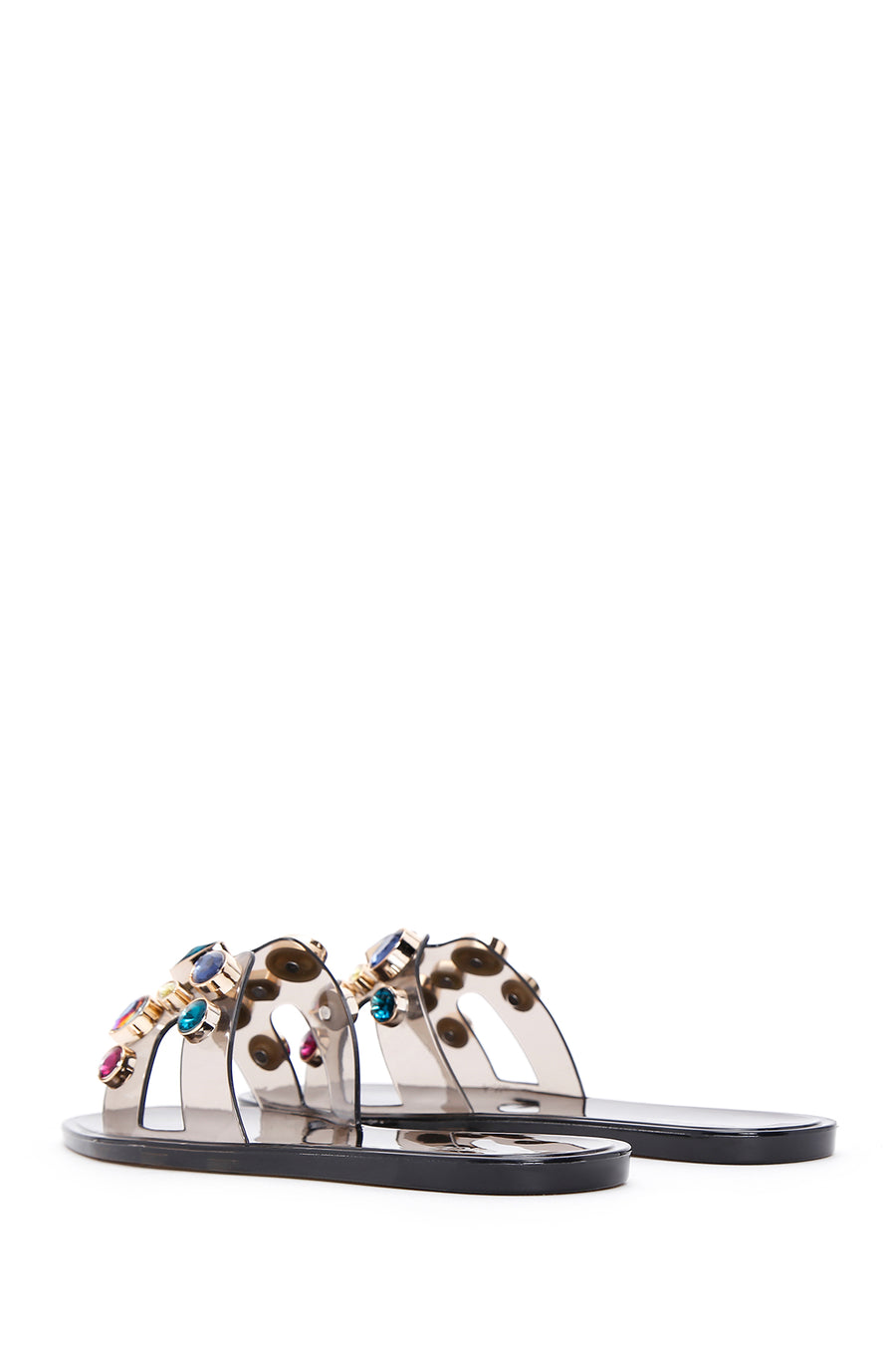 Women's Black Jelly Stone Slippers