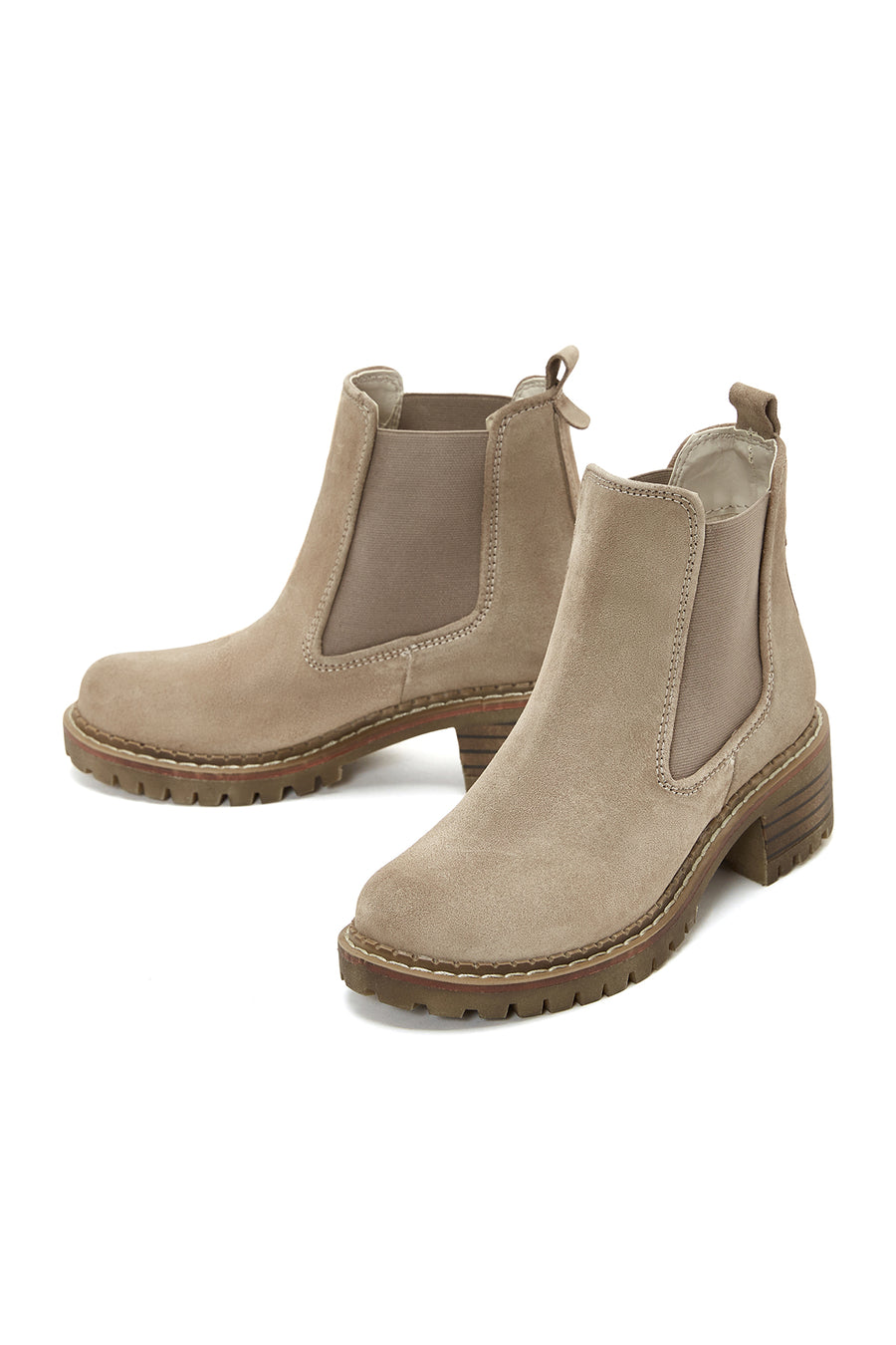 Women's Beige Suede Leather Chelsea Boots