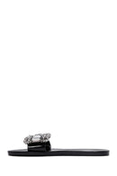 Women's Black Jelly Stone-Embellished Slippers | Derimod