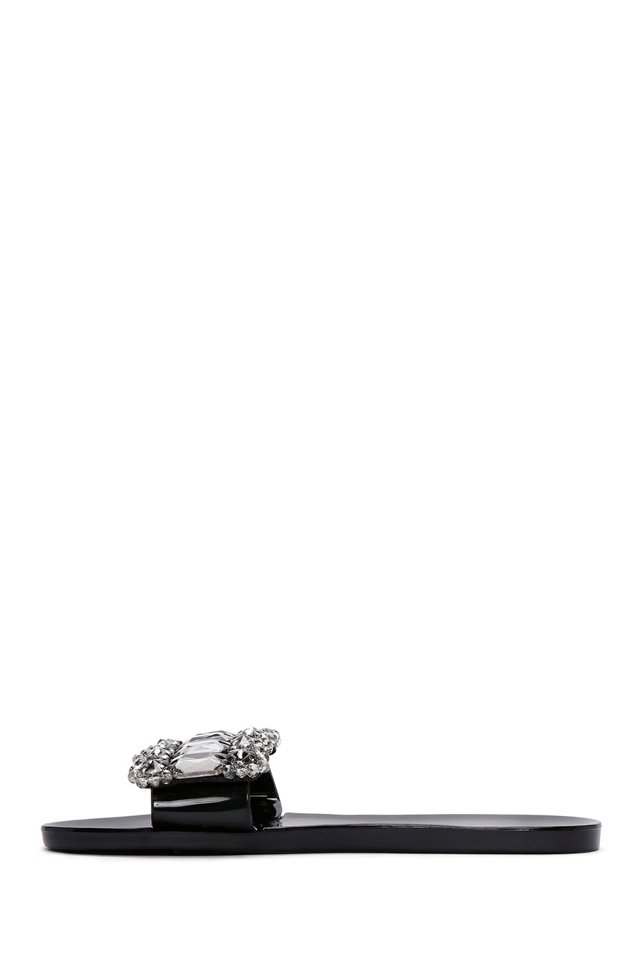 Women's Black Jelly Stone-Embellished Slippers