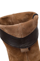 Woman Beige Thick-Heeled Suede Cowboy Boots | Derimod