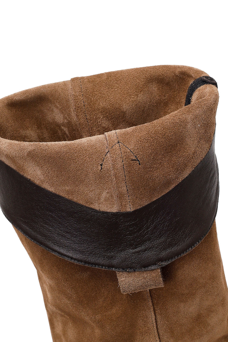 Woman Beige Thick-Heeled Suede Cowboy Boots