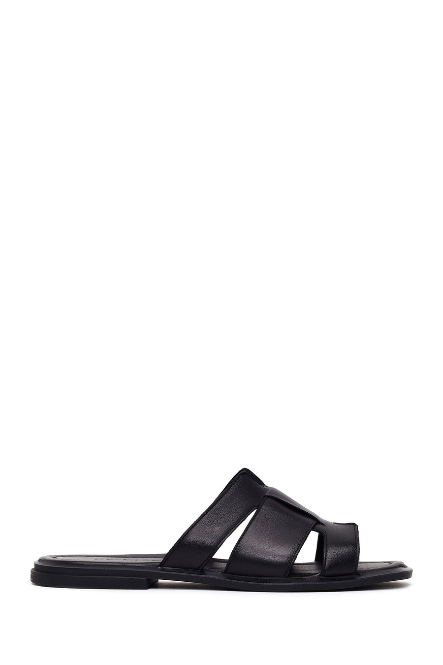 Woman Black Leather Slippers 26SFD342618 | Derimod