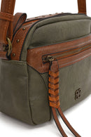 Woman Khaki Crossbody Bag with Long Strap | Derimod