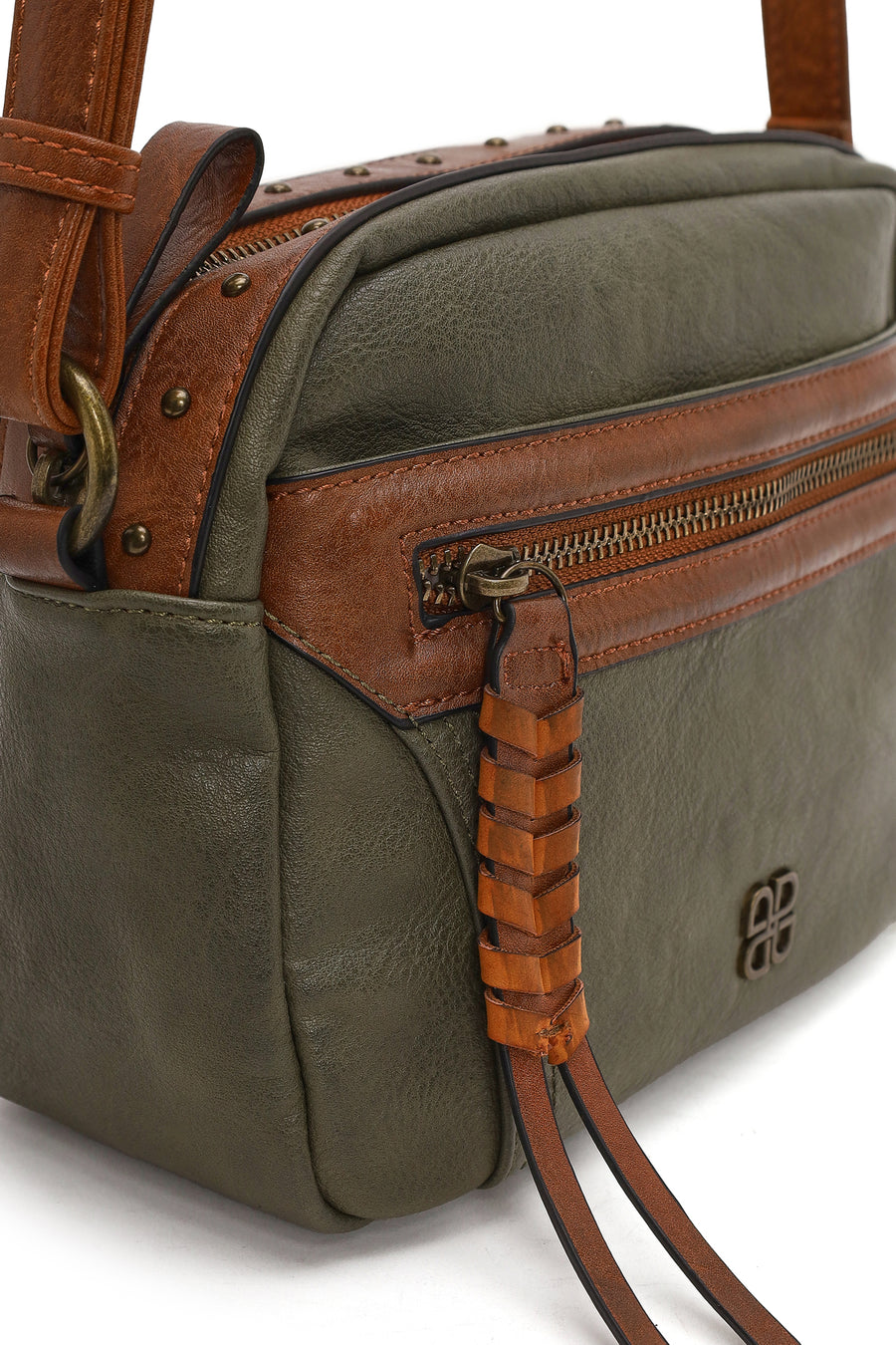 Woman Khaki Crossbody Bag with Long Strap