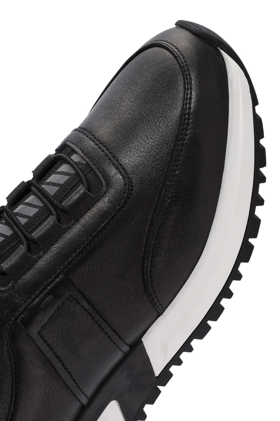 Men's Black Lace-up Leather Sneaker