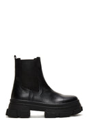 Women's Black Chunky Leather Chelsea Boots | Derimod