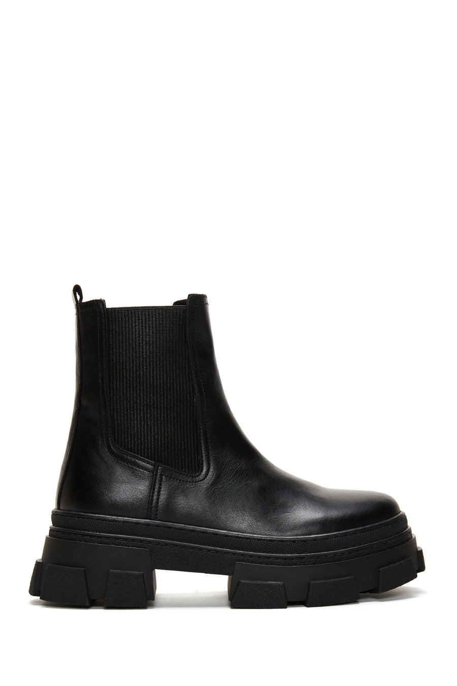 Women's Black Chunky Leather Chelsea Boots 24WFD130918 | Derimod