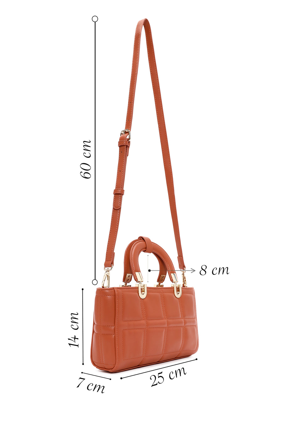 Women's Orange Long Strap Quilted Mini Handbag