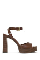 Woman Brown Platform Chunky High-Heeled Sandals | Derimod