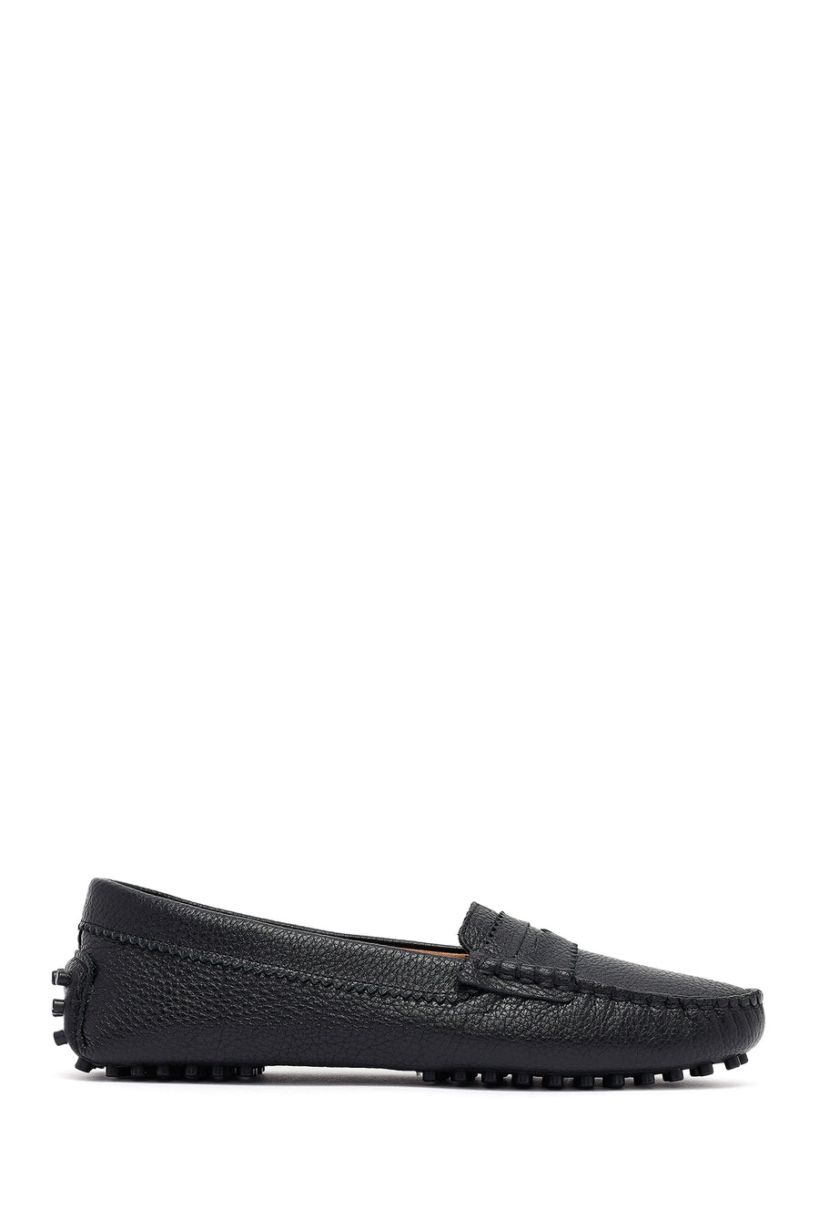 Woman Black Leather Loafers 25AFD1418FT | Derimod