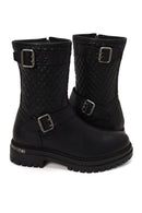Harley Davidson Woman Black Joel Zip Closure Leather Boot | Derimod