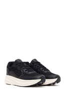Women's Black Lace-Up Thick Soled Sneaker | Derimod