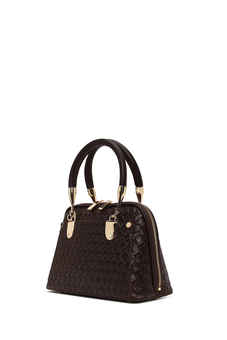 Woman Brown Long-Strap Knitted Classic Shoulder Bag