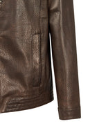 Oscar Male Brown Zippered Leather Jacket | Derimod