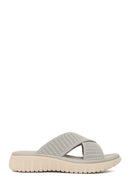 Woman Grey Thick-Soled Fabric Comfort Slippers | Derimod