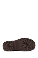 Woman Brown Thick-Soled Leopard Patterned Suede Teddy Boots | Derimod