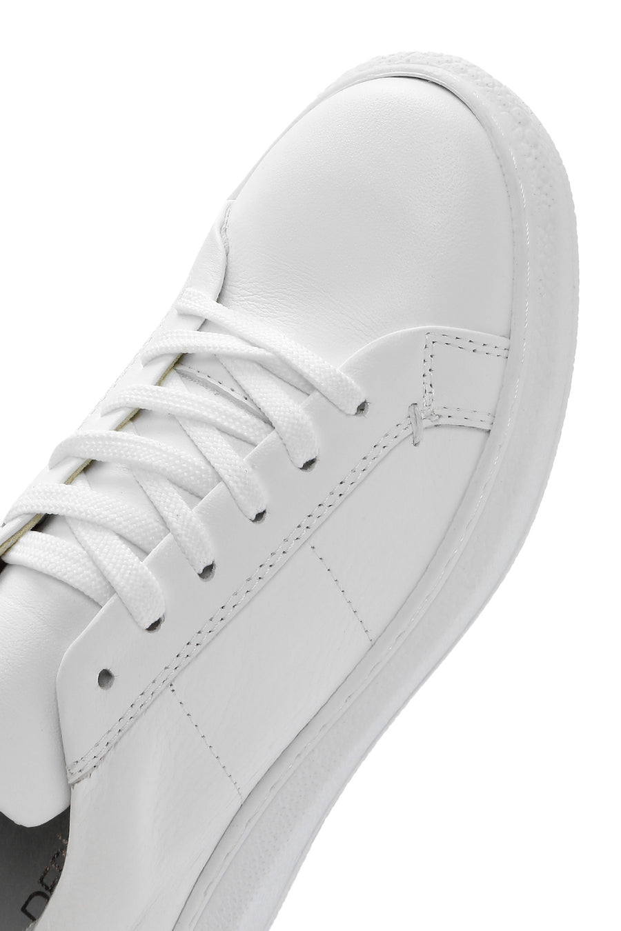 Women's White Lace-Up Leather Sneaker
