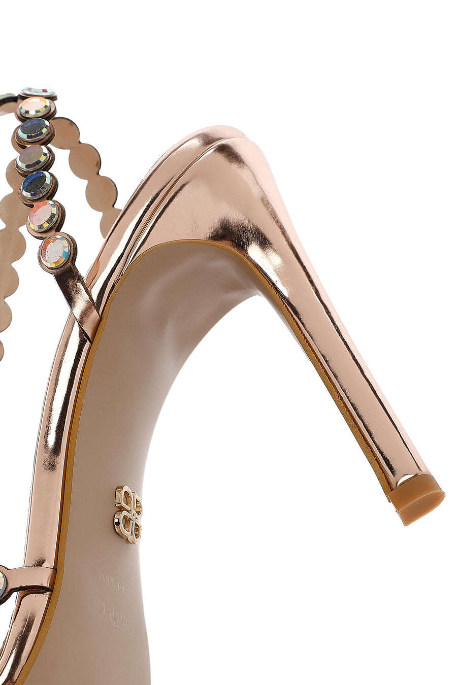 Women's Gold Stone High Thin Heel Sandals