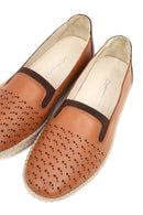 Woman Tan Leather Comfort Shoes | Derimod