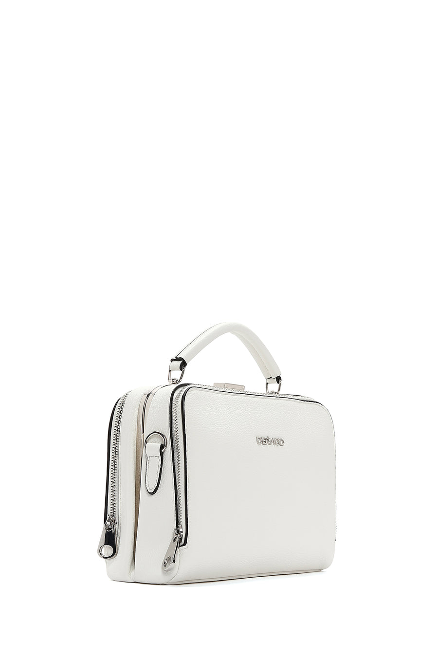 Woman White Long Strap Crossbody Bag