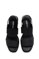 Kadın Siyah Deri Dolgu Topuk Comfort Sandalet | Derimod