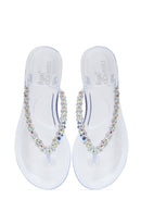Women's Transparent Flip Flops with Stones Jelly Slippers | Derimod