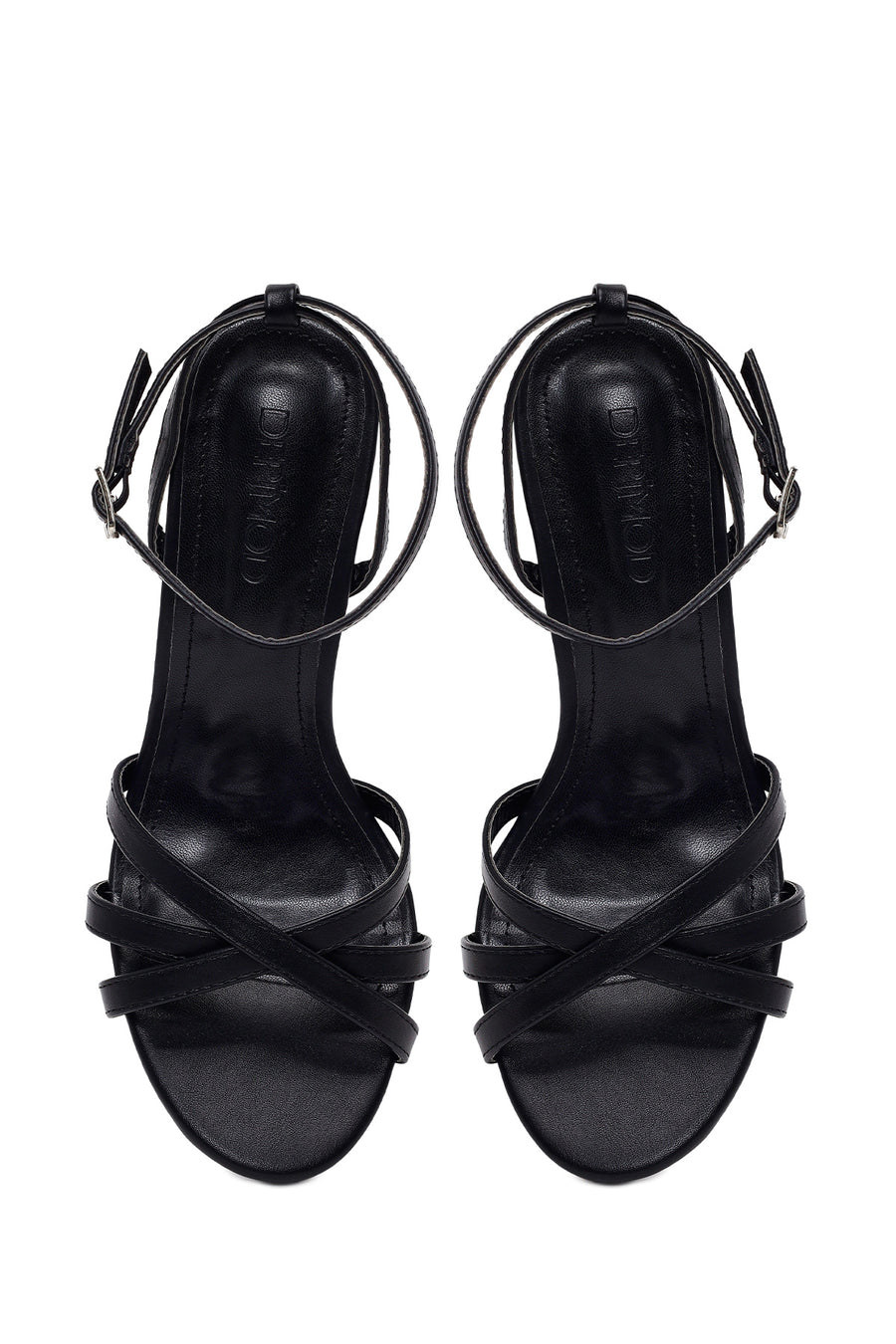 Woman Black Ankle-Buckle Thin-Heeled Sandal