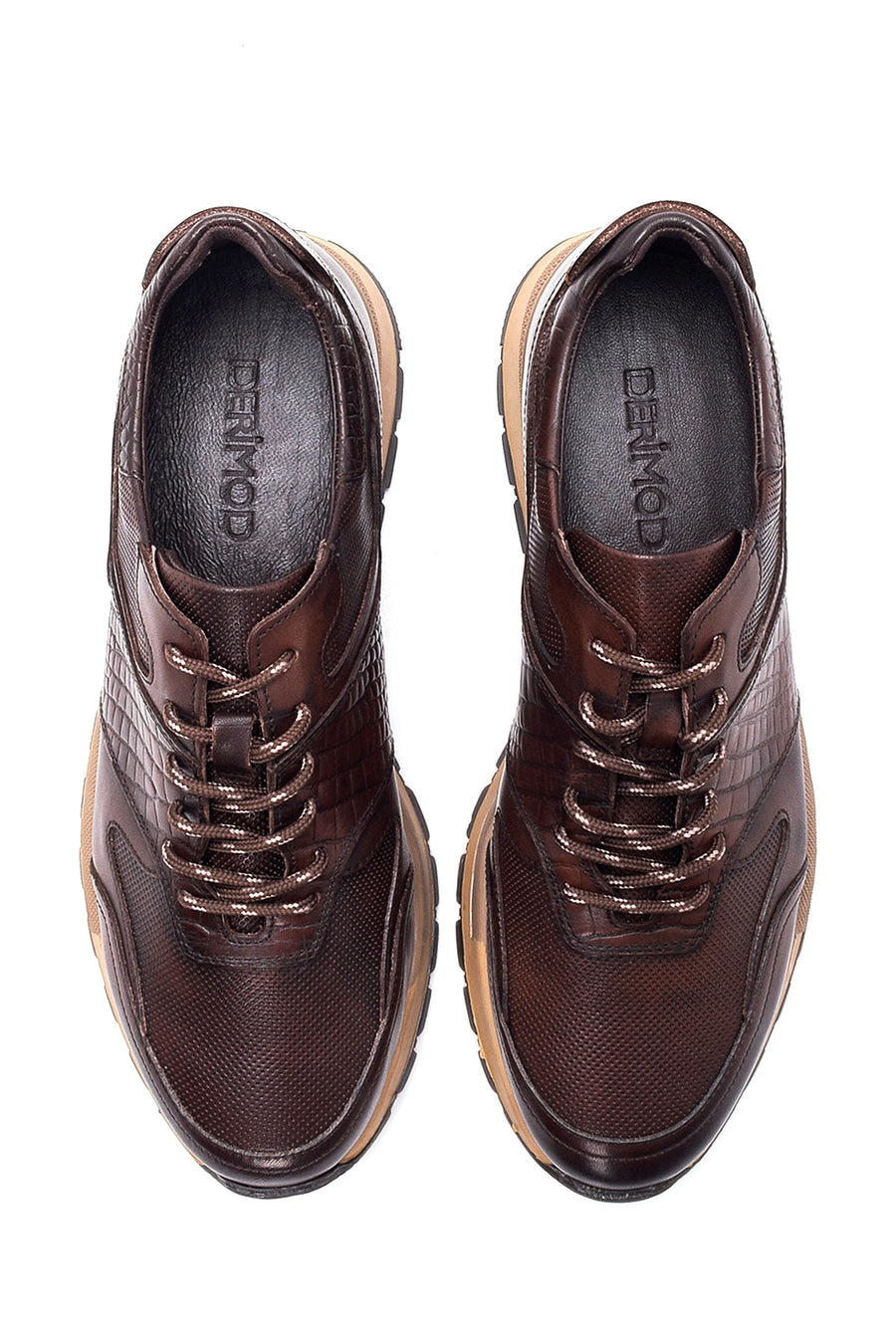 Men's Brown Leather Printed Sneaker