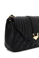 Woman Black Quilted Crossbody Bag with Chain Strap | Derimod