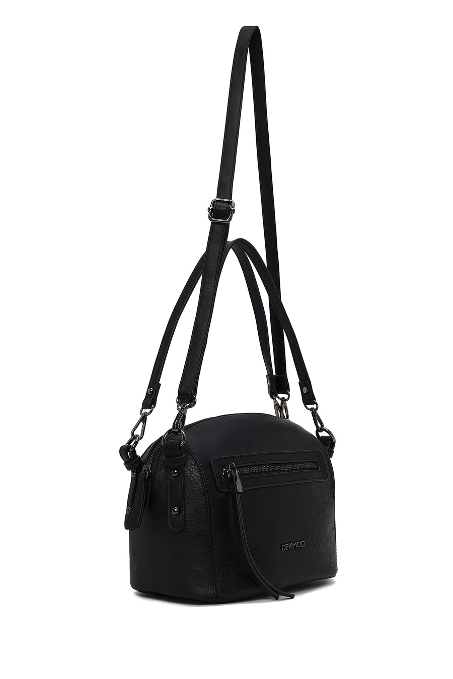 Woman Black Long-Strap Crossbody Bag