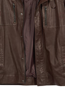 Dybala Male Brown Stand Collar Leather Jacket | Derimod